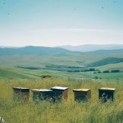 Honeybee hives in countryside